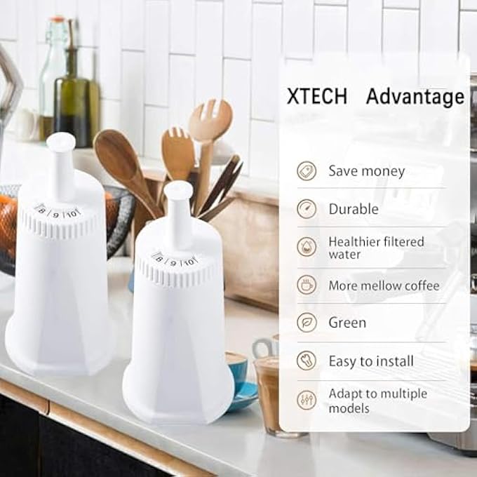 إكس تك فلتر مياه بديل متوافق مع ماكينة صنع الإسبريسو بريفيل باريستا تاتش Bes880 وباريستا برو Bes878 وأوراكل تاتش Bes990 وأربع عبوات - Image 5