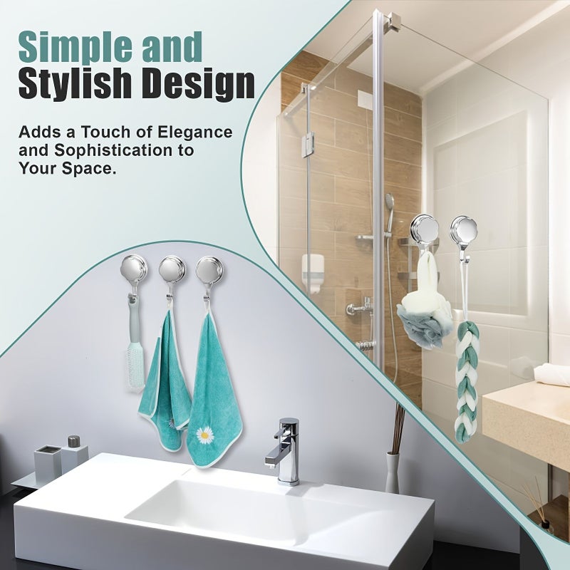 Silvery Suction Cup Hooks Set Wall Hanging Heavy Handbag Key Coat Towel Holder - Image 4