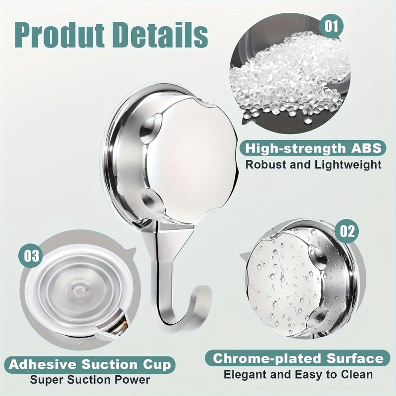 Silvery Suction Cup Hooks Set Wall Hanging Heavy Handbag Key Coat Towel Holder - Image 5