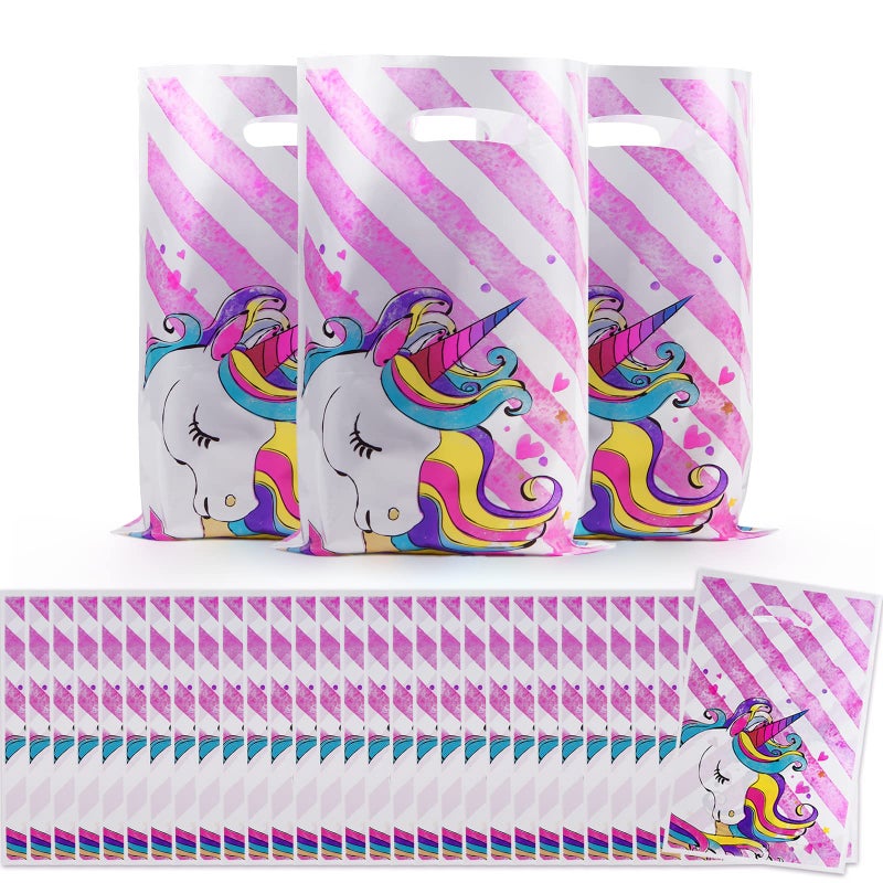 ASTARON Unicorn Party Bags for Kids Party 30 Pcs Unicorn Birthday Party Bags，Girls Birthday Baby Shower Party Supplies Plastic Goodie Bags for Kids Favors Unicorn Party Decorations - Image 1