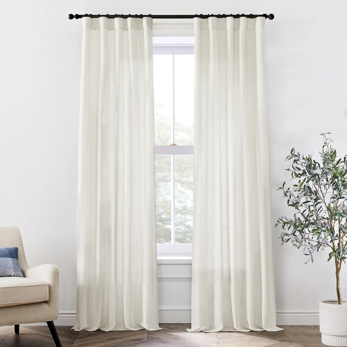 86 INCH LINEN CURTAINS2 PANELS SET SEMI SHEER BOHO BACK TAB PLEATED ROD POCKET CURTAIN DRAPES FOR LIVING ROOM BEDROOMCREAM IVORY40X86 IN LONG