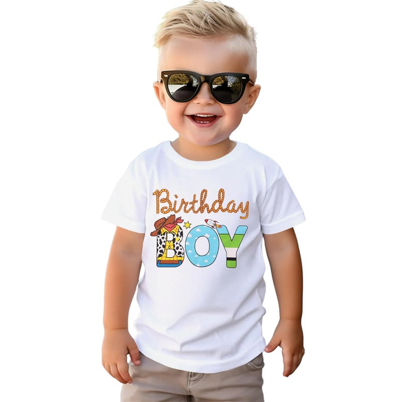 KEKEMI Birthday Boy Shirt Toddler Baby Boys 1st 2nd 3rd 4th 5th 6th Birthday Party T Shirt B-Day Outfit Cute Summer Tees Tops(White,2T) - Image 1