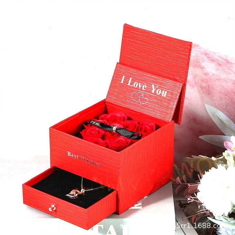 Selling Soap Flower Necklace Gift Box Christmas Gift Valentine'S Day Packaging Box Wedding Necklace Box - Image 1