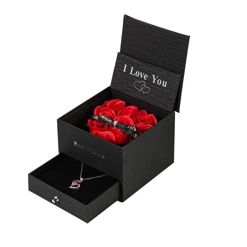 Selling Soap Flower Necklace Gift Box Christmas Gift Valentine'S Day Packaging Box Wedding Necklace Box - Image 5