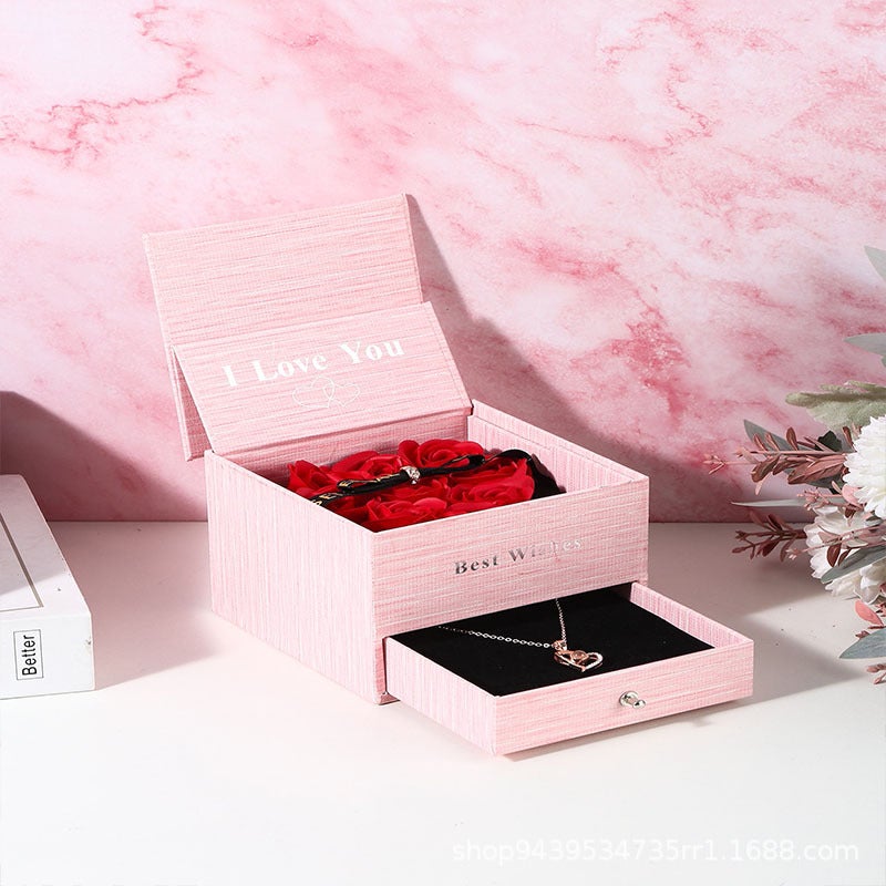 Selling Soap Flower Necklace Gift Box Christmas Gift Valentine'S Day Packaging Box Wedding Necklace Box - Image 3