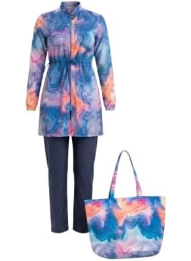 4-piece burkini set for veiled women – vest, pants, bodysuit, headscarf and bag in a flexible and quick-drying material (WP35) - Image 1