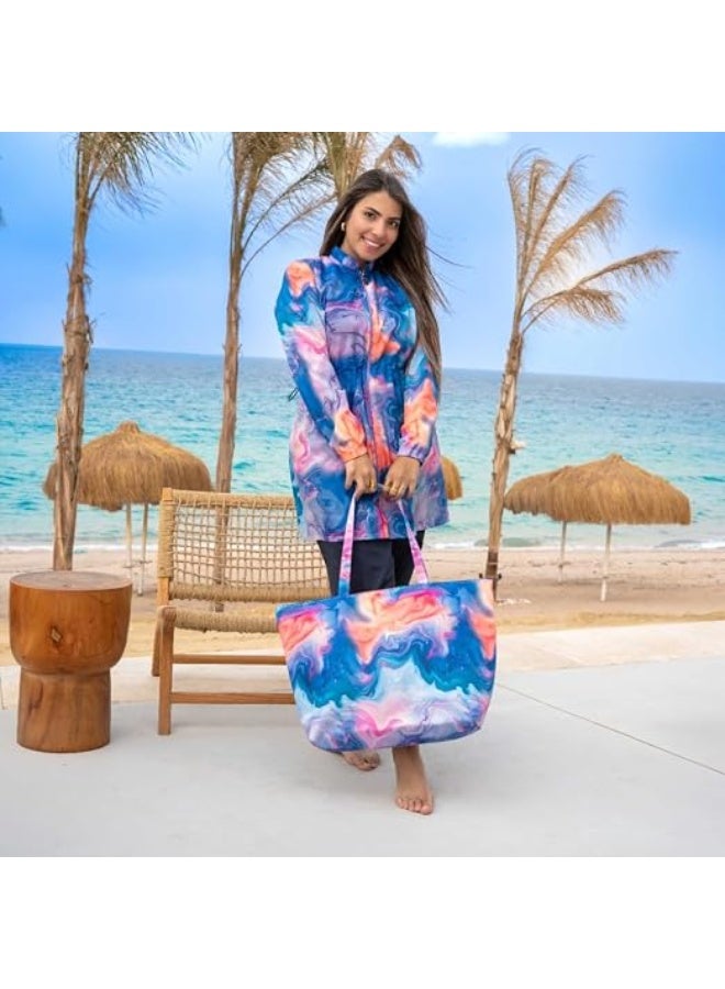 4-piece burkini set for veiled women – vest, pants, bodysuit, headscarf and bag in a flexible and quick-drying material (WP35) - Image 5