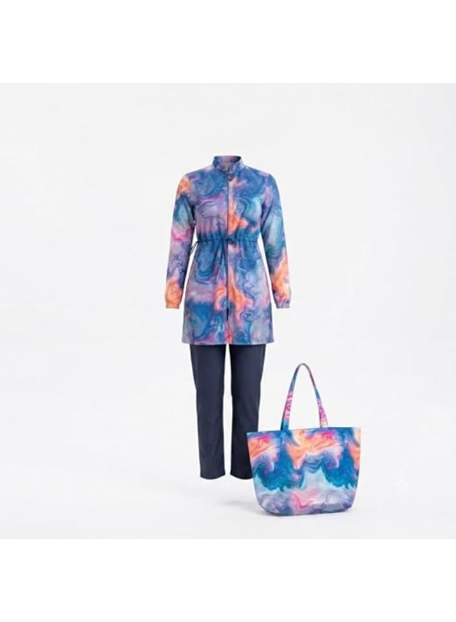 4-piece burkini set for veiled women – vest, pants, bodysuit, headscarf and bag in a flexible and quick-drying material (WP35) - Image 2