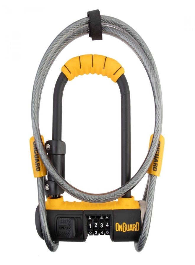 OnGuard Bulldog Combo Mini DT Bike U-Lock – 13 mm Hardened Steel Shackle (90 × 140 mm) – 4-Digit Combination, X2P Double Bolt Lock, 4 ft Cable & Mount Bracket