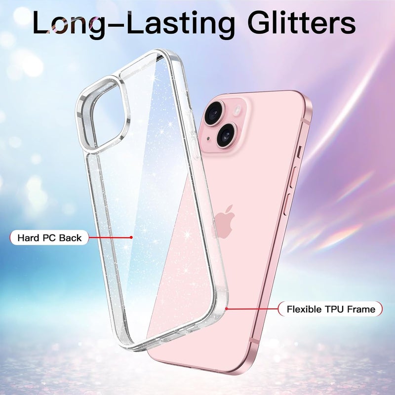 for iPhone 15 6.1-Inch - Bling Sparkle Shockproof Bumper Cover for Women and Girls - Image 3