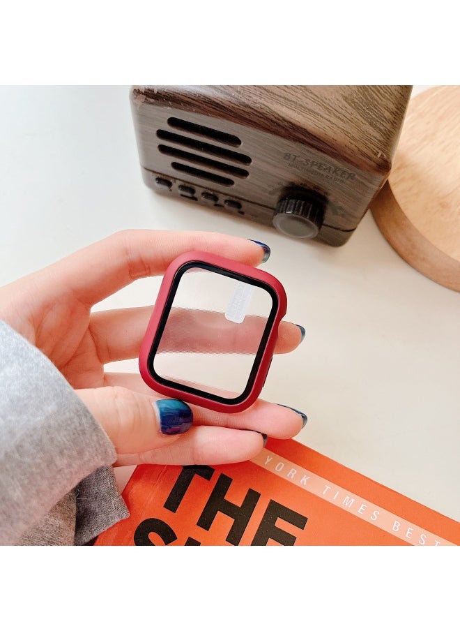 Generic - Suitable For Apple Watch Pc Plastic Protective Case Solid Color Integrated Protective Case Iwatch34567SE8 Representative Shell-Color:Wine Red-Appearance Size:45mm Carton Packaging - Image 1