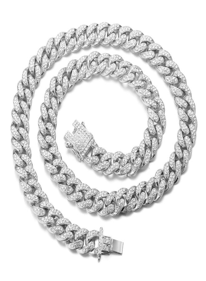 Halukakah Gold Chains for Boys - TYCOON JUNIOR - Kid's 14MM Diamond Cuban Link Chain,Platinum White Gold Plated Necklace 16",Prong Set Lab Diamonds,Fits Ages 8-16 Y/O. Comes with Giftbox - Image 1