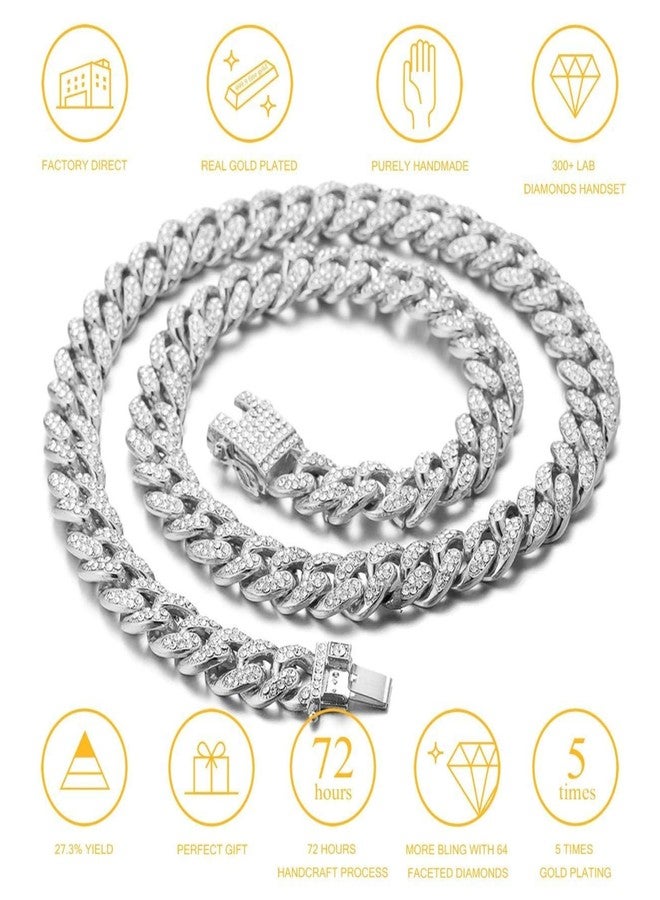 Halukakah Gold Chains for Boys - TYCOON JUNIOR - Kid's 14MM Diamond Cuban Link Chain,Platinum White Gold Plated Necklace 16",Prong Set Lab Diamonds,Fits Ages 8-16 Y/O. Comes with Giftbox - Image 4