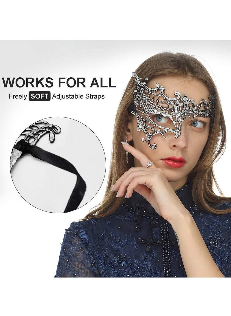 واي آند دي Masquerade Half Face Lace Mask, 3 Pieces Bronzing Eye Masks Covers Prom Dress Up Accessories for Women Girls (Black, Silver, Gold)  - Image 5