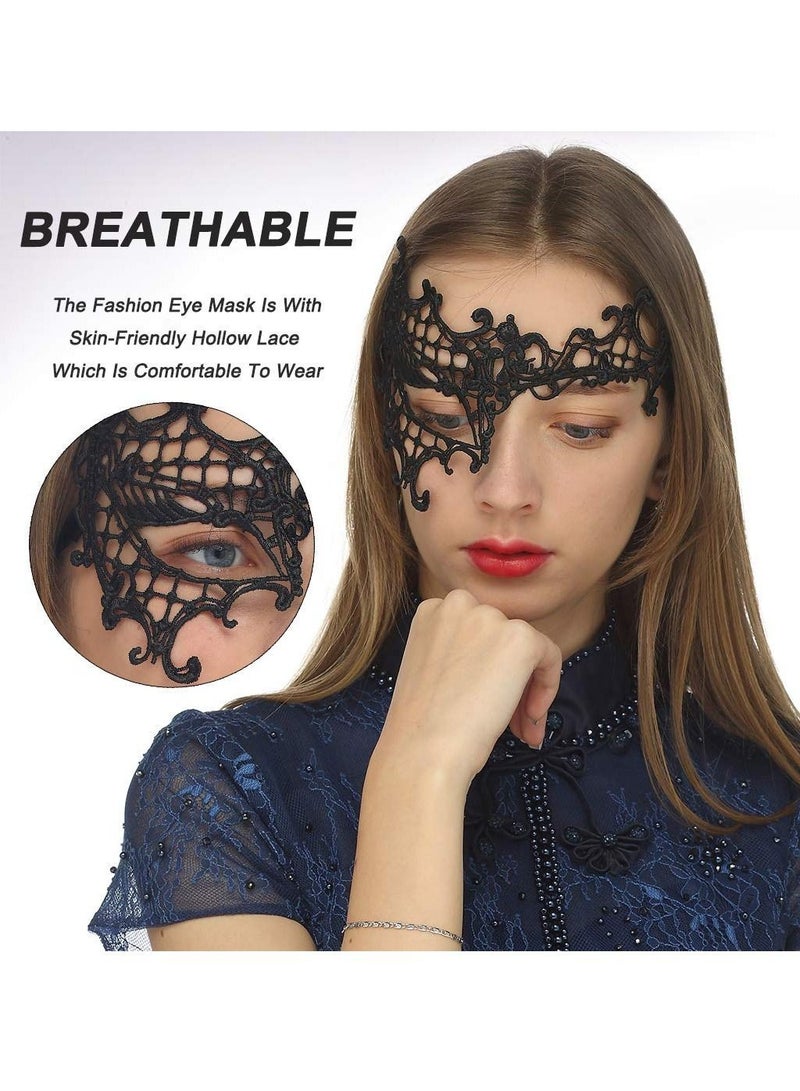 واي آند دي Masquerade Half Face Lace Mask, 3 Pieces Bronzing Eye Masks Covers Prom Dress Up Accessories for Women Girls (Black, Silver, Gold)  - Image 2