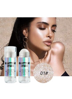 Julystar Glitter Stick For Body & Face - Highlighter Stick Smooth Creamy Glitter Body Stick Long Lasting Shimmer Highlighter Illuminator for Face & Body & Leg (#01)  - Image 2