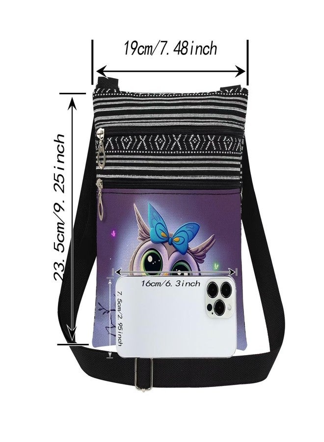 XiaoGalaee Purple Owl Print Crossbody Bag Adjustable Unisex Shoulder Purse with Zipper Birthday Gift for Mother's Day Sister Outdoor Travel Owl Lovers Shoulder Bag - Image 4