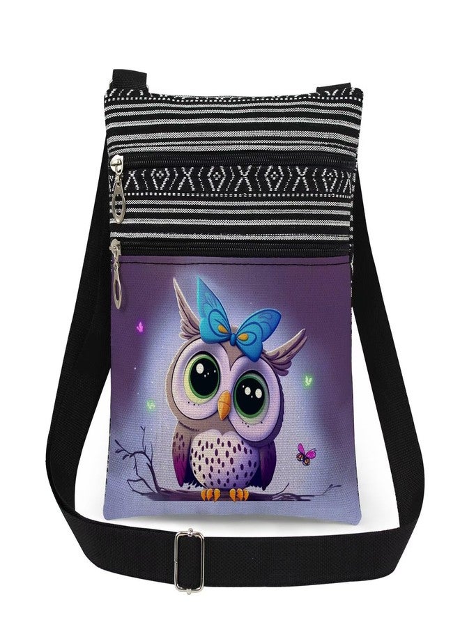 XiaoGalaee Purple Owl Print Crossbody Bag Adjustable Unisex Shoulder Purse with Zipper Birthday Gift for Mother's Day Sister Outdoor Travel Owl Lovers Shoulder Bag - Image 1