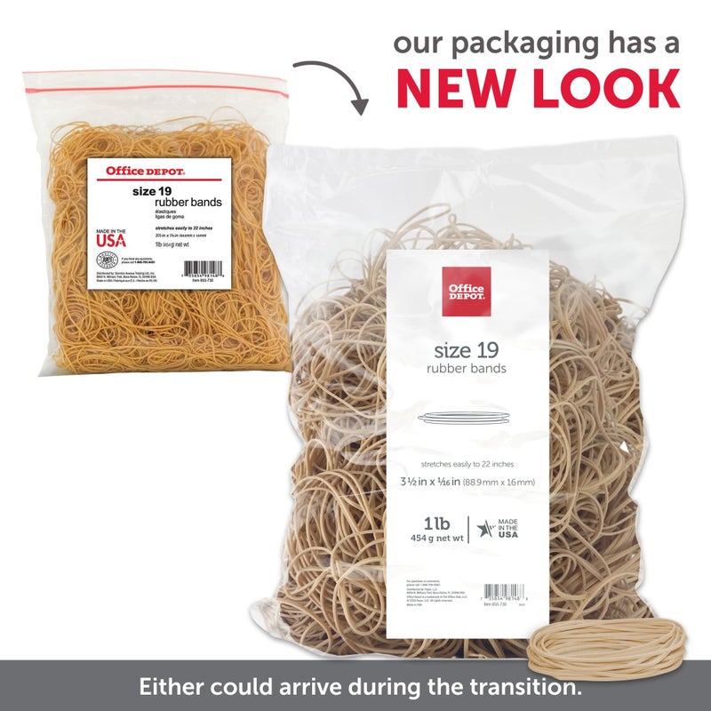 Office Depot أربطة مطاطية من أوفيس ديبوت، #19، 3 1/2 بوصة × 1/16 بوصة، كيس 1 رطل، 2419408 - Image 4