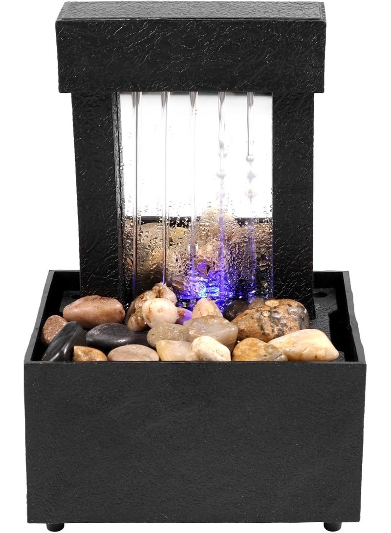 نافورة شلال سطح الطاولة مع إضاءة LED ناعمة تمثال المياه المتدفقة ديكور المناظر الطبيعية الزن الاسترخاء للديكور المنزلي المكتب سطح الطاولة الداخلي الزينة الإبداعية (نمط B) - Image 1