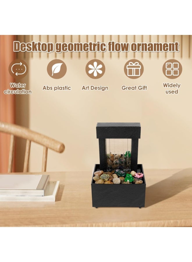 نافورة شلال سطح الطاولة مع إضاءة LED ناعمة تمثال المياه المتدفقة ديكور المناظر الطبيعية الزن الاسترخاء للديكور المنزلي المكتب سطح الطاولة الداخلي الزينة الإبداعية (نمط B) - Image 2