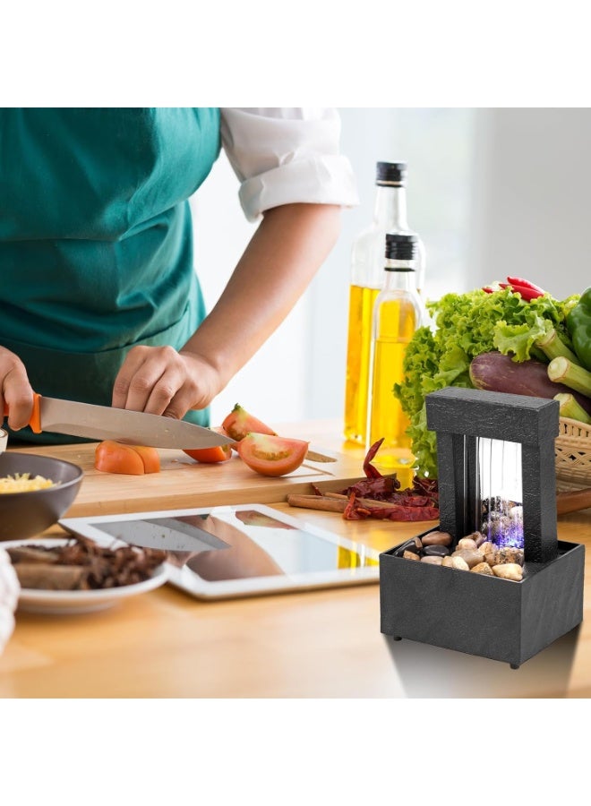 نافورة شلال سطح الطاولة مع إضاءة LED ناعمة تمثال المياه المتدفقة ديكور المناظر الطبيعية الزن الاسترخاء للديكور المنزلي المكتب سطح الطاولة الداخلي الزينة الإبداعية (نمط B) - Image 4