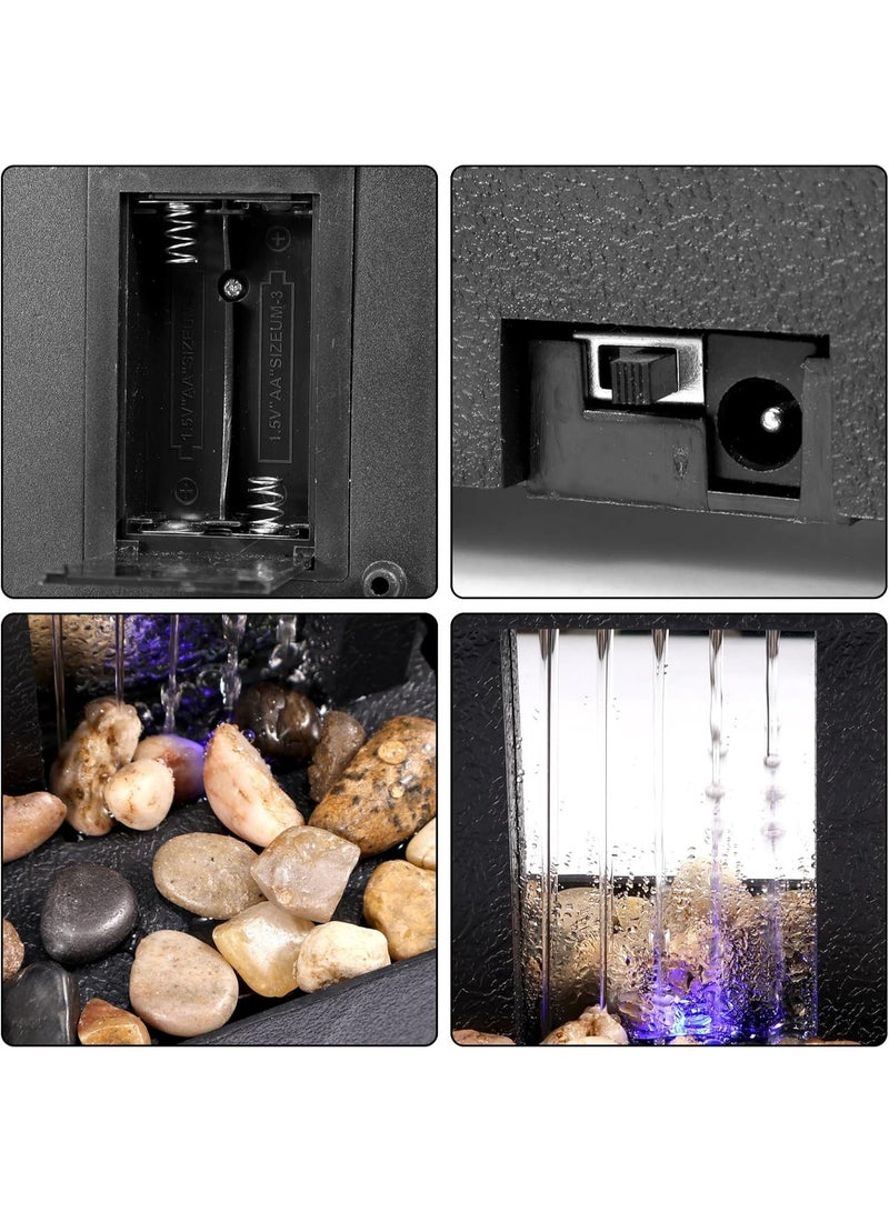 نافورة شلال سطح الطاولة مع إضاءة LED ناعمة تمثال المياه المتدفقة ديكور المناظر الطبيعية الزن الاسترخاء للديكور المنزلي المكتب سطح الطاولة الداخلي الزينة الإبداعية (نمط B) - Image 5