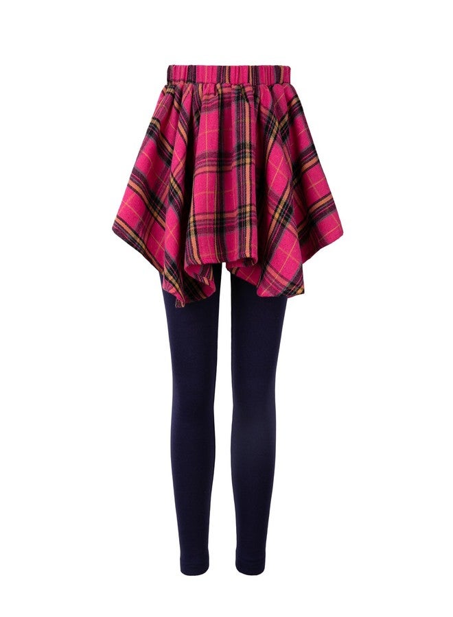 WELAKEN Girls Plaid Skirted Leggings - Kids Tartan Skirt with Stretch Leggings and Elastic Waistband, Pink, 6-7 Years - Image 4