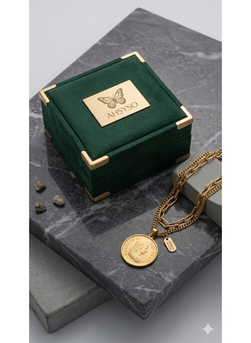 Premium Gold-Tone Layered Chain Bangle for Women with Vintage Coin Charm - Tarnish Free Stainless Steel - Image 3