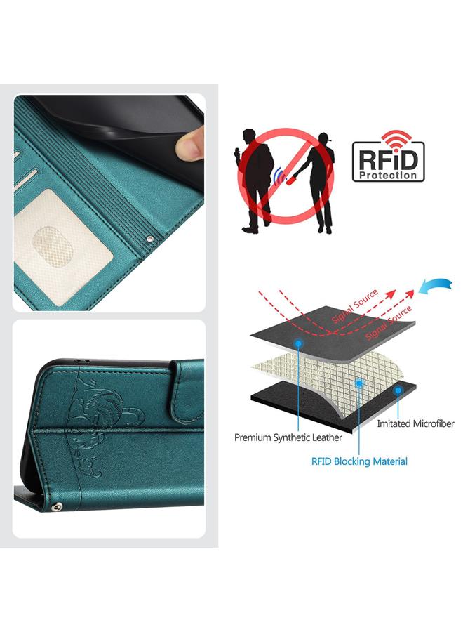 S-TOP Case For itel P55 4G Cat Rat Embossed Pattern RFID Leather Phone Case with Lanyard - Image 5