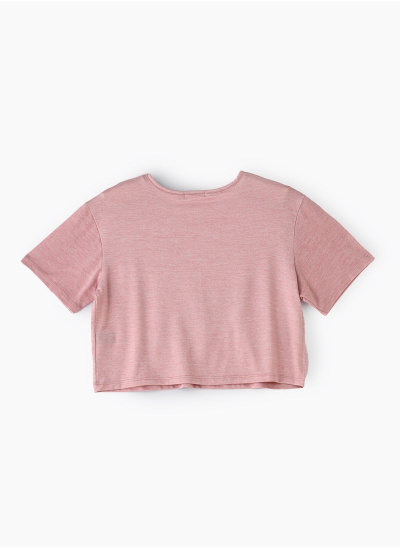 Jelliene Girls' Pink Crop Top with "Diva" Sequins  - Image 2