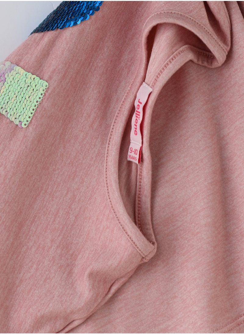 Jelliene Girls' Pink Crop Top with "Diva" Sequins  - Image 4