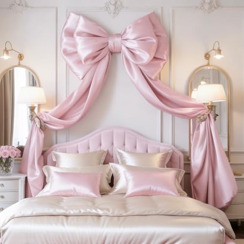 Froova 75x19Inch Big Pink Bow Decor Christmas Tree Topper Decor Giant Xmas Tree Toppers Decor Coquette Room Large Bows for Wall Wreath Birthday Party Baby Shower Supplies (Internal Stability Layer) - Image 5