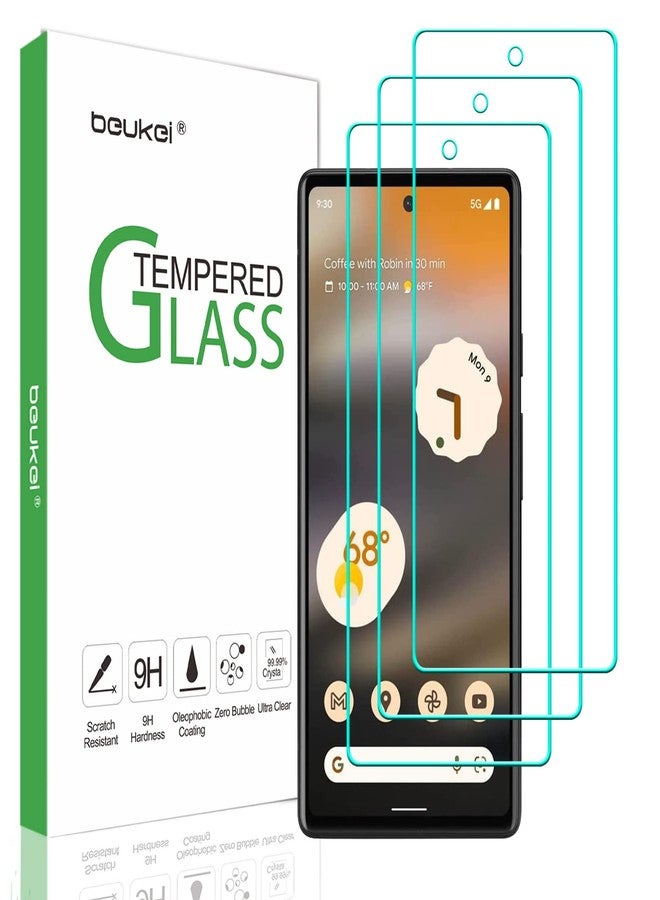 beukei (3 Pack) Compatible for Google Pixel 6a 5G / Google Pixel 6a Screen Protector Tempered Glass,Touch Sensitive,Case Friendly, 9H Hardness - Image 1