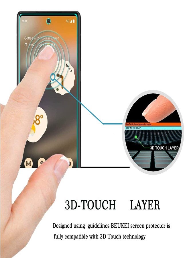 beukei (3 Pack) Compatible for Google Pixel 6a 5G / Google Pixel 6a Screen Protector Tempered Glass,Touch Sensitive,Case Friendly, 9H Hardness - Image 2
