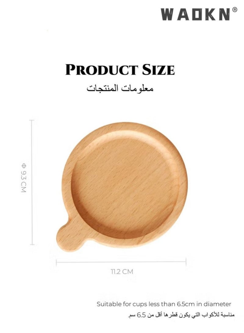 WAOKN Wood Drink Coasters with Holder 2 Pieces Coaster with Handle Wooden Coasters Cup Coaster Set for Coasters are suitable for bar decor, restaurant, hotel, kitchen table top, office table, coffee room, living room, bedroom, study room, indoor or outdoor furniture and so on. Walnut Wood - Image 3