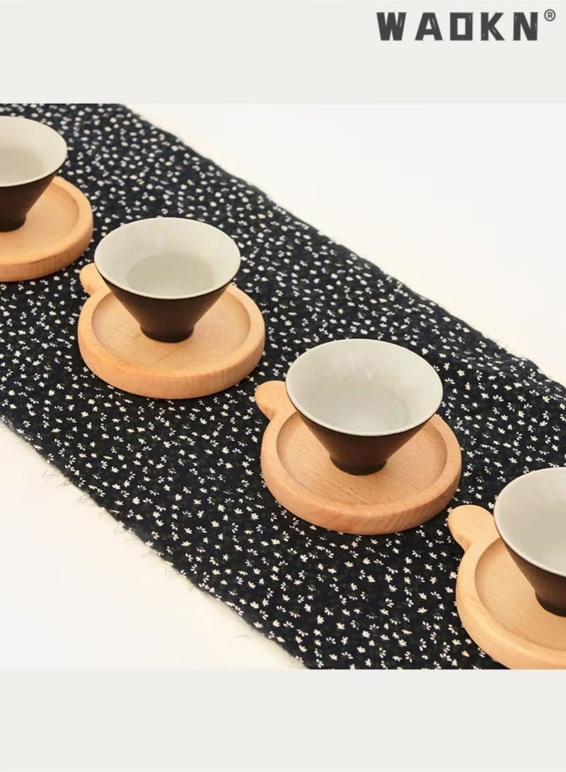 WAOKN Wood Drink Coasters with Holder 2 Pieces Coaster with Handle Wooden Coasters Cup Coaster Set for Coasters are suitable for bar decor, restaurant, hotel, kitchen table top, office table, coffee room, living room, bedroom, study room, indoor or outdoor furniture and so on. Walnut Wood - Image 5