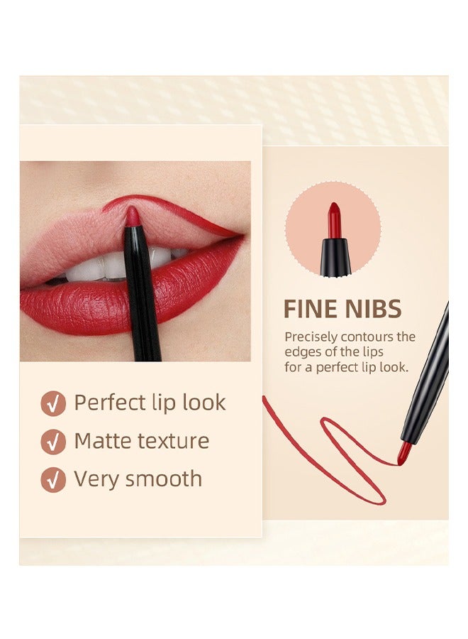 كيو آي بست 12 لونا شكل مستدير محدد الشفاه - قلم تحديد الشفاه غير لامع مقاوم للماء أحمر شفاه طويل الأمد محيط الشفاه ماكياج لاينر مجموعة كاملة اللون ضربة واحدة تحديد محدد الشفاه 12 قطعة - Image 5
