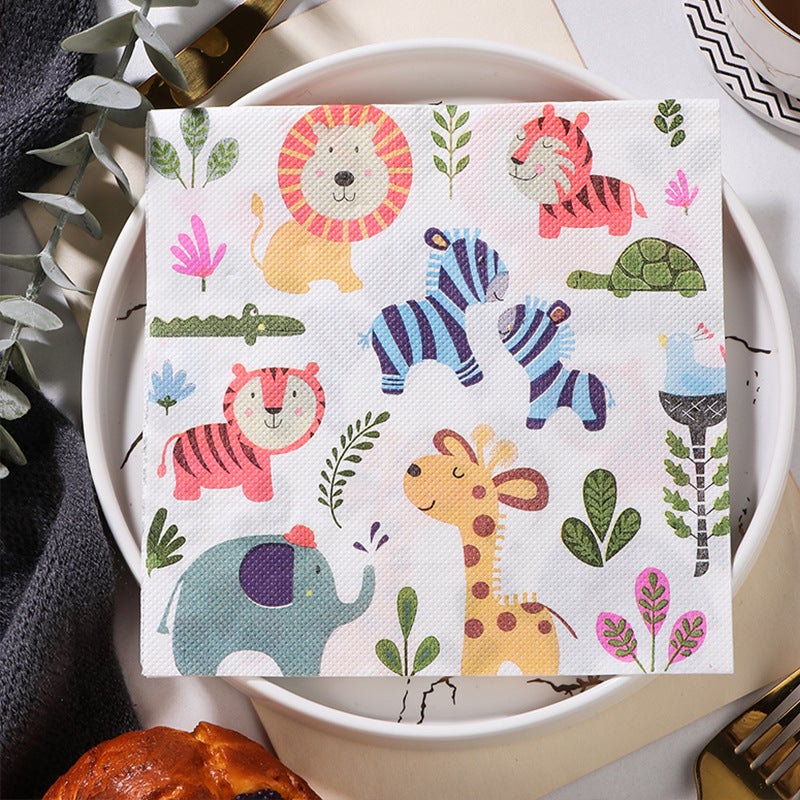 Supply Spot New Leaves Color Printing Napkin Paper Towel Western Restaurant Bakery For Facial Tissue - Image 1