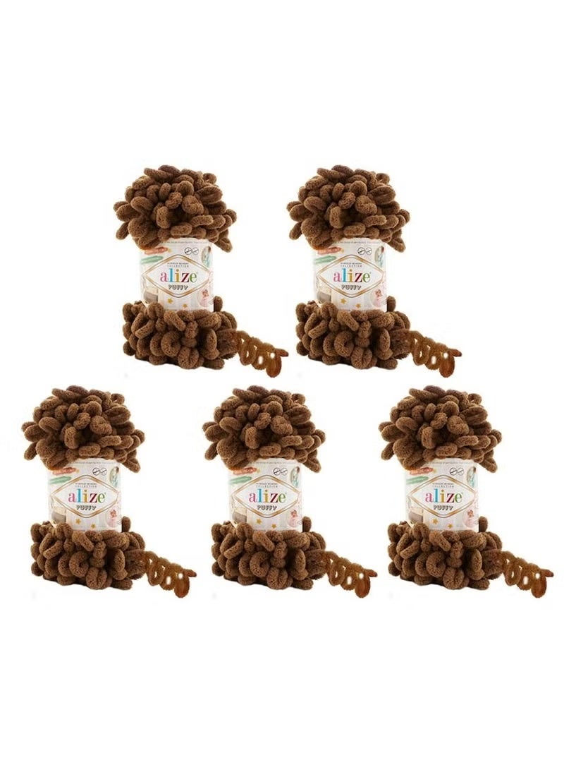 5 Pcs Alize Puffy 321 Micropolyester Hand Knitting Yarn For Blanket