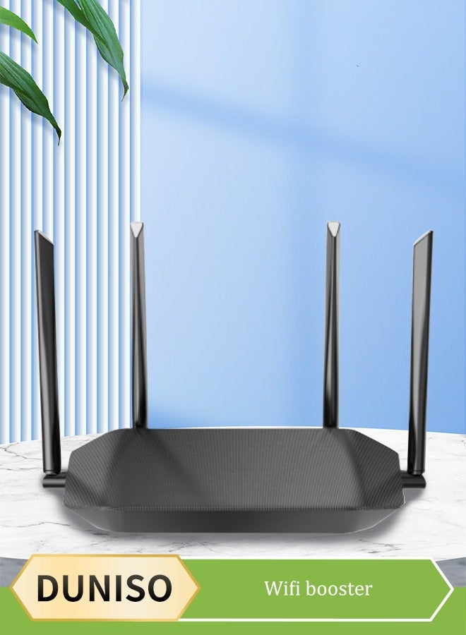 DUNISO 1200Mbps WiFi  Wireless WiFi Repeater, Wireless WiFi Extender, 4 Antenna Wireless Signal Booster, 360° Full Coverage,for Home & Office - Image 1