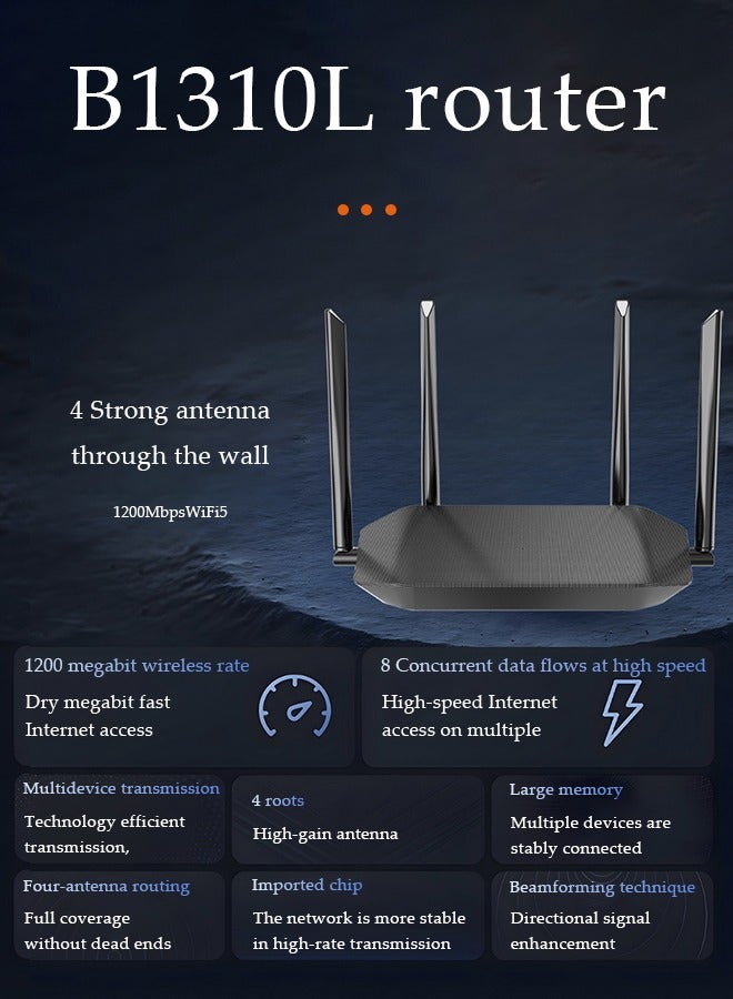 DUNISO 1200Mbps WiFi  Wireless WiFi Repeater, Wireless WiFi Extender, 4 Antenna Wireless Signal Booster, 360° Full Coverage,for Home & Office - Image 3