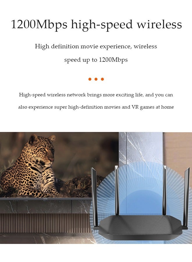 DUNISO 1200Mbps WiFi  Wireless WiFi Repeater, Wireless WiFi Extender, 4 Antenna Wireless Signal Booster, 360° Full Coverage,for Home & Office - Image 4