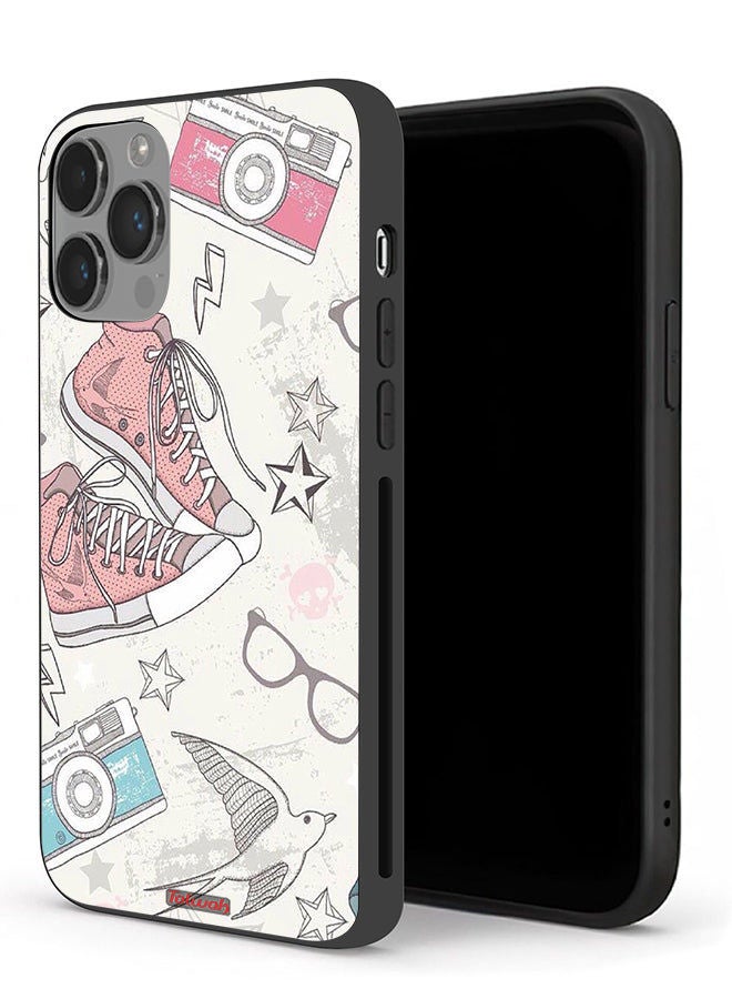 Tolwak Apple iPhone 14 Pro Protective Case Canva Shoes And Camera Art - Image 1