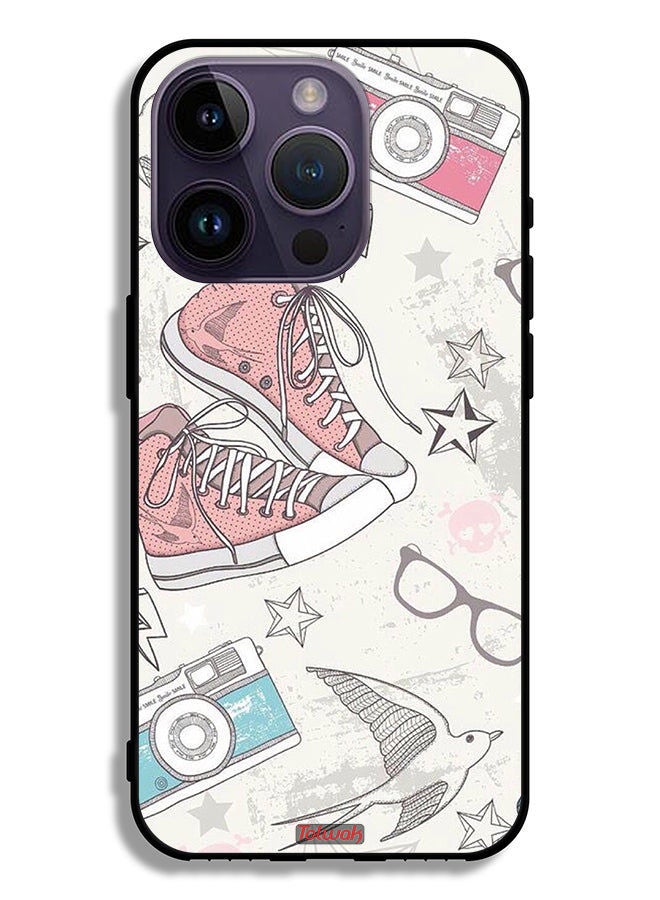 Tolwak Apple iPhone 14 Pro Protective Case Canva Shoes And Camera Art - Image 2