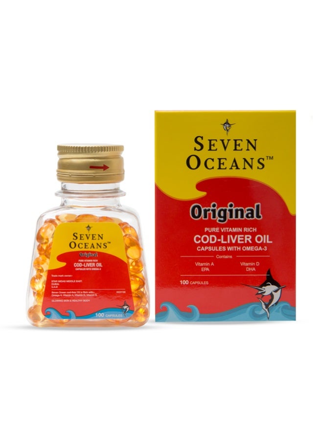 seven oceans Cod Liver Oil Capsules With Omega-3 100'S - Image 2
