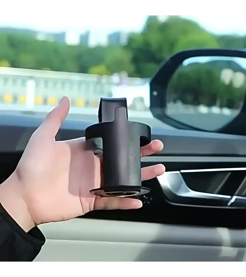 حامل أكواب السيارة مع فتحة للباب والزجاج الأمامي تصميم مانع للانسكاب مع فتاحة زجاجات مدمجة وخطاف بلاستيك متين ملحق تخزين داخلي للسيارة حامل مشروبات ثابت بدون استخدام اليدين أسود - Image 5