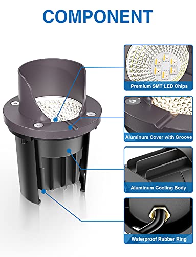 SUNVIE RGBW Low Voltage Landscape Lighting Color Changing 12W Waterproof Well Lights Landscape LED In Ground 12-24V Dimmable Paver Lights with Connectors for Pathway Garden Yard Fence Deck, 8 Pack - Image 4