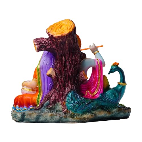 Newven Polymarble Radhakrishnan Murti Radha Krishna Idol Showpiece Hindu God Statue Gifts Decorative Figurine Home Decor for House Warming for Living Pooja Room Home Temple, Multicolour, 30X20X25 CM - Image 4