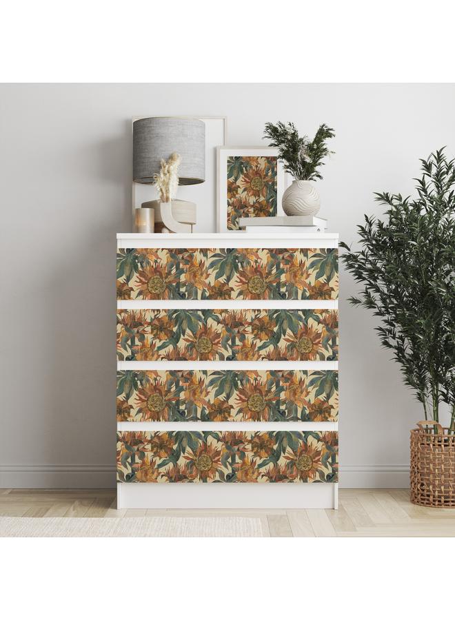 Bluejw Watercolor Flowers Chrysanthemum, Sunflower Self-adhesive Wallpaper Foreign Trade Hot-selling Wallpaper Removable Dormitory Transformation - Image 5